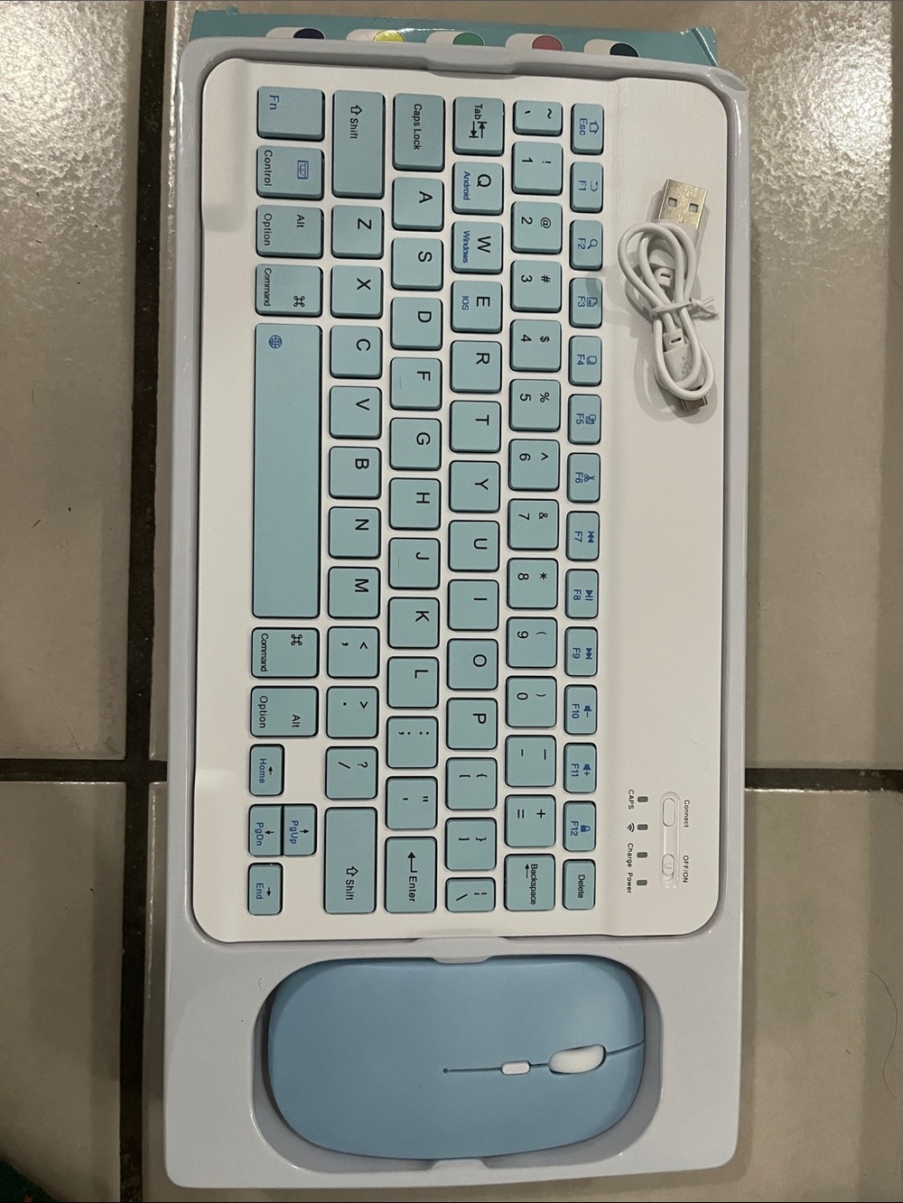 Light Blue Wireless Tablet Keyboard and Mouse Combo - Rechargeable